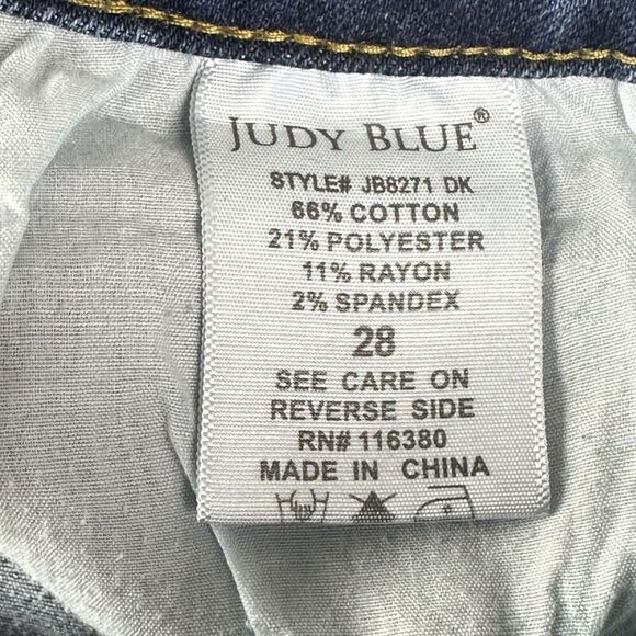 Judy Blue Jeans Womens 28 Distressed Relaxed Fit Dark Wash Everyday Stretch - Picture 15 of 16